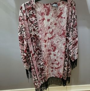 Red and black velvet kimono